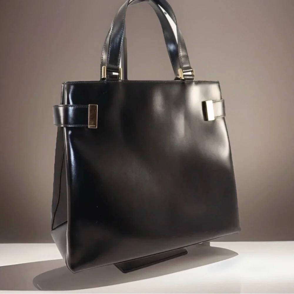 GUCCI TOM FORD Large Leather Snap Bag - Vintage - Picture 2 of 10